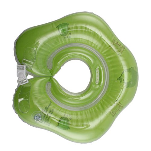 Baby Swimming Rings Double-decked Safety Floating PVC Inflatable Pool Float with Handle,Green