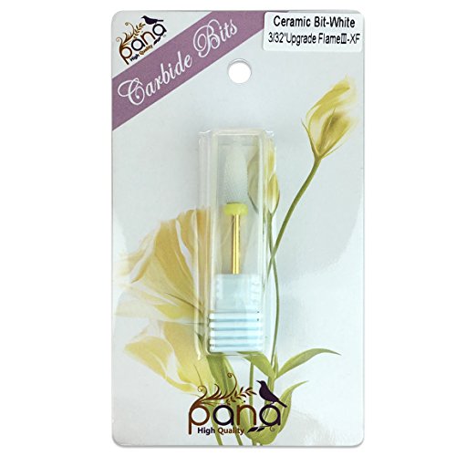 Beauticom (Grit: XF- EXTRA FINE) Professional USA Ceramic White Flame Cone Shaped Bit Nail Drill 3/32" Shank Size