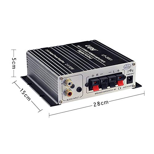 Mini Stereo Power Amplifier, Tsumbay 2 x 50W Dual Channel HiFi Audio Amplifier for Car Home Theater Motorcycle Boat PA System iPhone PC Laptop DVD Player, 19V Adapter Included