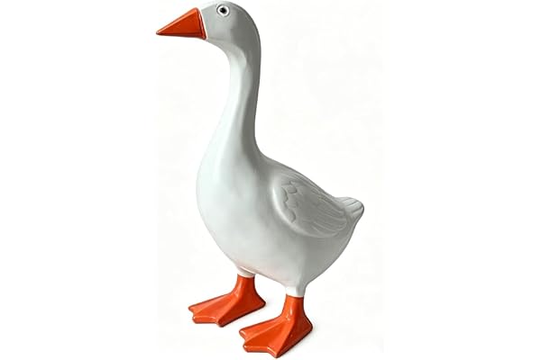 7 Inch Cute White Goose Statue, Mini Desktop Goose Figurine for Office & Home Decor, Whimsical Resin Goose Sculpture, Perfect