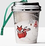 Starbucks Ceramic Cup Christmas Ornament, Fox, 2.5