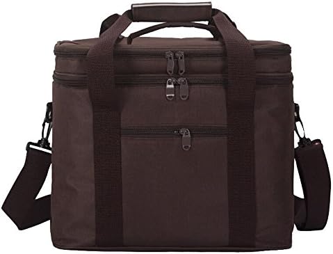 Efivs Arts 18L Large Insulated Lunch Bag Cooler Easy Pull Zippers, Detachable Shoulder Strap, Roomy Compartments For Lunch Box, Bottles, Food Containers, Travel, Camping, Coffee