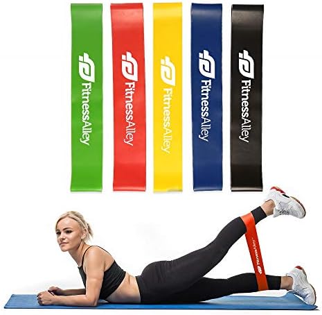 Fitness Alley Resistance Bands (Set of Five) - Yoga Resistance Bands - Gym Resistance Bands for Workout - Heavy Resistance Bands - Loop Resistance Bands for Fitness - Resistance Bands for Training