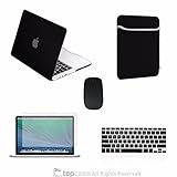 TOP CASE 5 in 1 - Rubberized Hard Case + Sleeve Bag + Keyboard Cover + Screen Protector + Mouse Compatible with Apple MacBook Pro 13