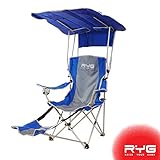 Raise Your Game RYG Folding Camping Chair Set, Portable Outdoor Reclining Camp Chairs, Heavy Duty Lightweight Lounge Beach Chair with Adjustable Shade Canopy