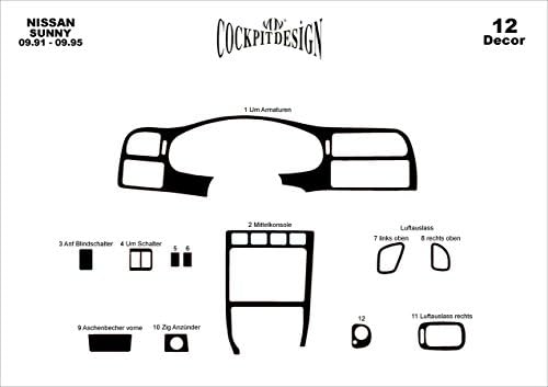 MERIC Cockpit Decor (CD-KL00423) Dashboard Covers, Vehicle Specific, 12 Pieces, Color Piano Black, RHD Version (Right Hand Drive)