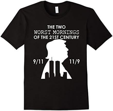 Mens THE TWO WORST MORNINGS OF THE 21ST CENTURY T-SHIRT XL Black