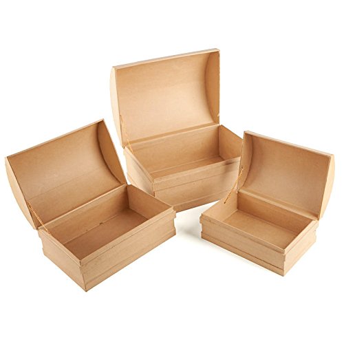 Factory Direct Craft Assorted Size Unfinished Paper Mache Treasure Boxes - 3 Boxes