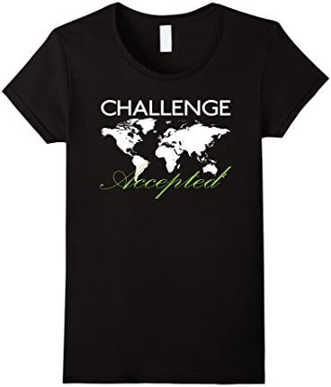 Womens Challenge Accepted World Map T-Shirt XL Black