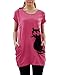 Allegra K Women Round Neck Short Sleeves Cat Print Tunic Top