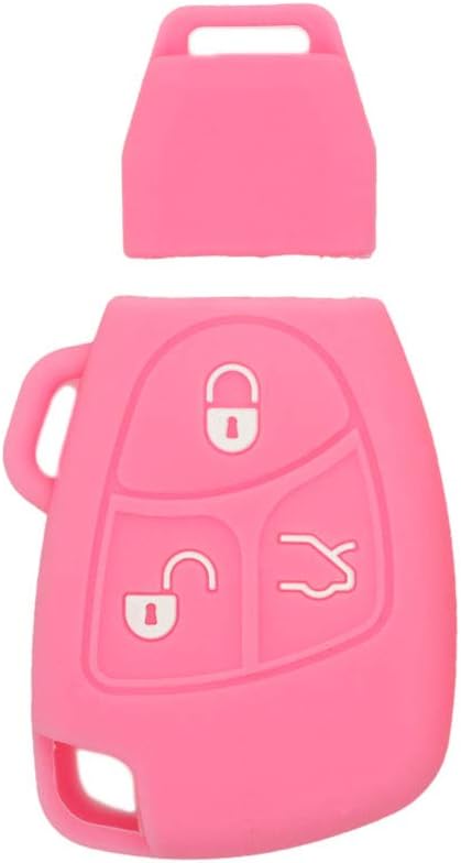 BROVACS Silicone Cover Protector Case Holder Skin Jacket Compatible with MERCEDES BENZ 3 Button Smart Remote Key Fob CV4956 Pink