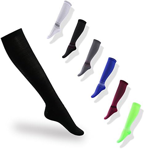 PHIVUTY Graduated Compression Socks 1 Pair For Men &amp; Women 15-20 mmHg Medical Grade Stocking (L/XL, Pure Black)