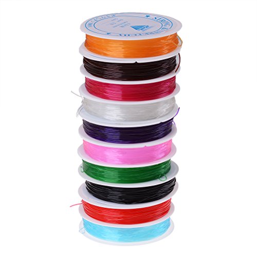Elastic Beading Thread Jewelry Bracelet Crystal String Cord Stretch Polyester String (8 m0.8mm) 10 Rolls Random Color