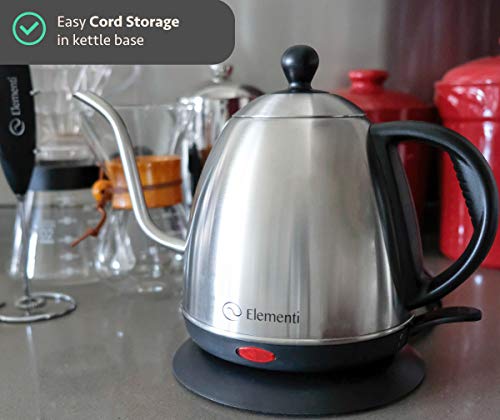 Electric Gooseneck Kettle (1.0L) - Electric Pour Over Kettle Electric, Pour Over Coffee Kettle, Electric Tea Kettle, Hot Water Kettle Electric & Tea Maker, Electric Kettle Gooseneck, Water Heater Kettle