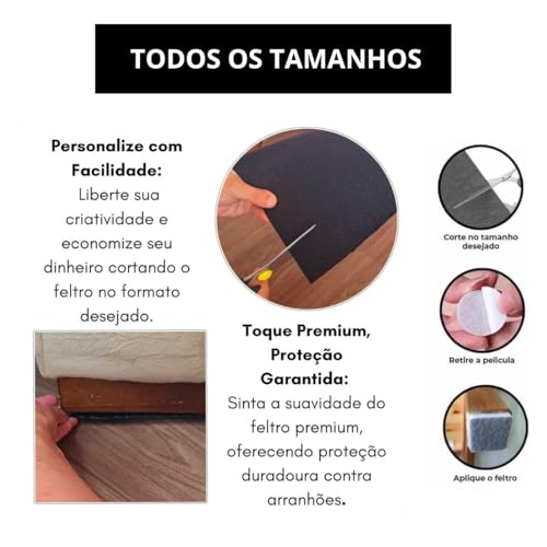 Protetor Móveis Feltro Auto Adesivo Placa Grande 48x24cm Recorte Quadrado Redondo Retangular autocolante para Pé Cadeira Sofá Feltros Anti-Risco Ruídos Protetores Piso no Geral