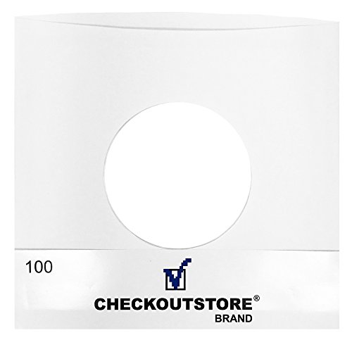 (100) CheckOutStore Paper Record Inner Sleeves With Hole for 7" Vinyl 45 RPM Records (Standard)