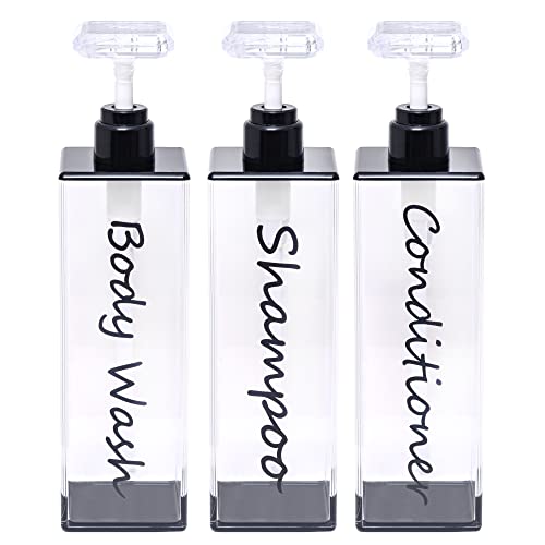 Clear Black Acrylic Shampoo Conditioner and Body wash Dispenser Set