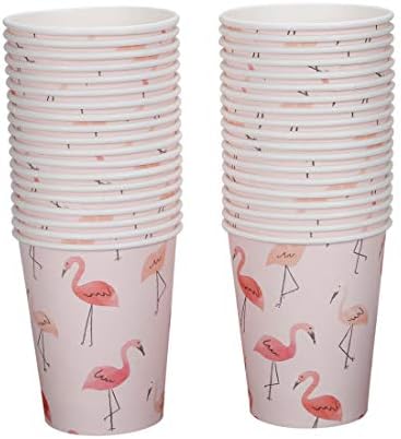 Geeklife Flamingo Paper Cups,Disposable Paper Cups 9oz for Wedding,Party,Cocktail and Anniversary Dinner