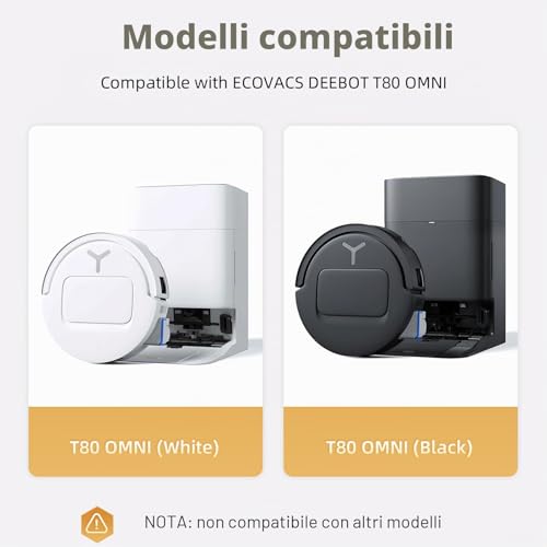 T80 Accessories for ECOVACS DEEBOT T80 Omni,T80 Pro Vacuum Cleaner,1 Main Brush,2 Rolls of Wipes,4 Side Brushes,4 HEPA Filters,6 Bags,1 Cleaning Tool(Not for T80S Omni)