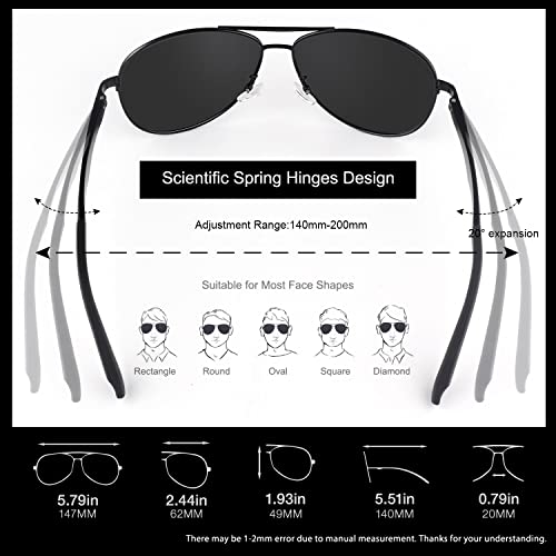 GQUEEN Men's Polarized Sunglasses Premium Al-Mg Mirror Hinges Pilot UV400, MOS1