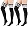 Zando Women's Stretchy Over the Knee Thigh High Socks Sexy Tube Stockings 2 Pairs Black w White