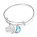 Crescent Moon Bracelet Bangle for Women Crystal Moon Engraved Disc Coin Inspirational Bracelet Stainless Steel Girls Friendship Jewelry