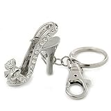 Rhodium Plated High Heel Shoe Key Ring/ Bag Charm - 11cm Length