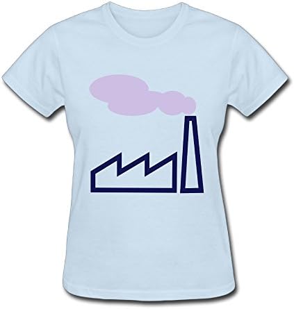 Ruiyinji Classic Old Fashioned Factory With Smoking Chimney Women's Short Sleeve Crew Neck T ShirtSize XL Color SkyBlue