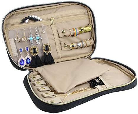 A AIFAMY Travel Jewelry Storage Cases Jewelry Organizer Bag Holder for Necklace, Earrings, Rings, Watch