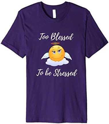 Mens Premium Too Blessed to Be Stressed Fun T shirt 2XL Purple