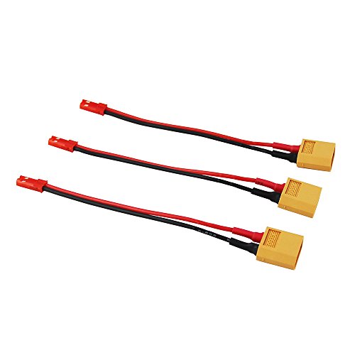 OliYin 3pcs Male XT60 to Male JST Connector Adapter 3.93inch Heavy Duty 20awg Wire Charger Phantom(Pack of 3)