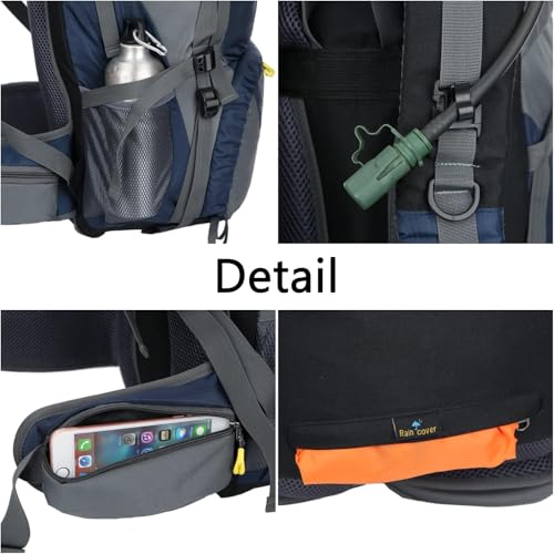 50L Hiking Backpack, Waterproof Camping Essentials Bag with Rain Cover, 45+5 Liter Lightweight Backpacking Back Pack (50L)