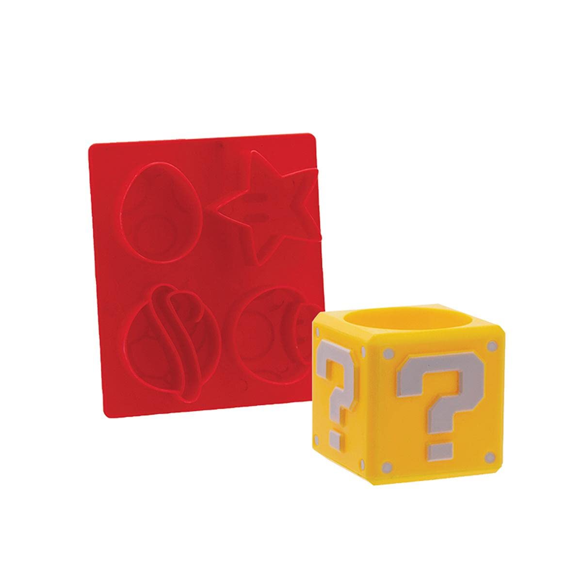 Paladone Super Mario Question Block Egg Cup and Toast Cutter, Officially Licensed Nintendo Merchandise