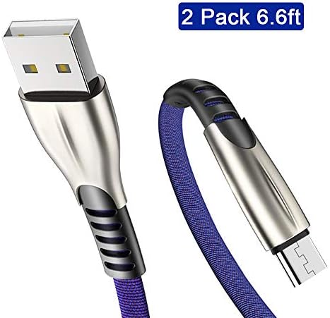 Samsung Galaxy S7 S6 Edge Charger Fast Charging, 2 Pack Micro USB Cable 6.6ft/2M Durable Android Charger Cords for Samsung J7 Prime J3 Emerge A7 Note5 4 LG Kindle Xbox PS4 Moto Turbo, Blue