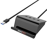 Pawtec 4-Port USB Hub 3.0 / Charging Station w/ Power Adapter, Smart Charging BC 1.2, Compatible with iPhones, Samsung Galaxys, iPads, Laptops and Desktops / Windows, Macs, Linux, Surface Pros