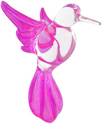 Crystal Castle Glass Hanging Hummingbird Figurine Solid Color Clear Body (Pink)