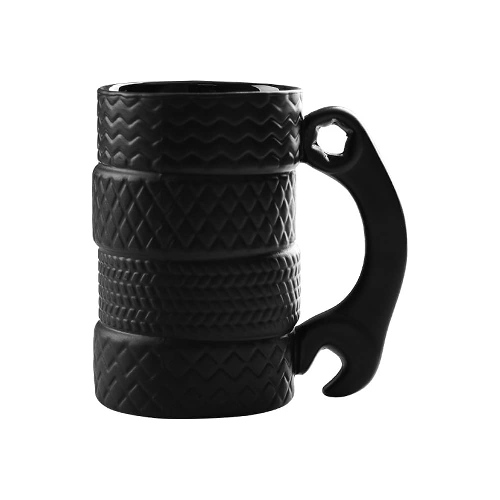 Hosoncovy Creative Tire Shaped Ceramic 3D Mug Ceramic Wheel Coffee Mug Coffee Cup Drink Cup Gift Mug 500ML Capacity (B)