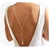 Luxury Pearl Back Chain Jewelry for Women Sexy Simple Bead Backless Necklace Bridal Wedding Pearl Backdrop Dress Accessories Jewelry