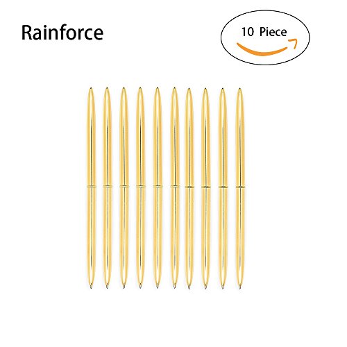 Ballpoint Pens Gold Pen Set 10 Piece Set - Gold Ballpoint Pen Lightweight Metal Black Ink - Gold Office Supplies (Black Ink) - Thumbnail 4