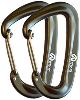 Open Air Supplies 12KN Aluminum Wiregate Carabiners [2-Pack] - Rated for 2645 LBS each for Hammocks, Hiking, Camping, and Gear Hanging (Grey)