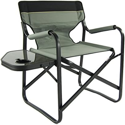 Onway Outdoor Furniture Aluminum Portable Folding Deck Chair with Side Table, Gray