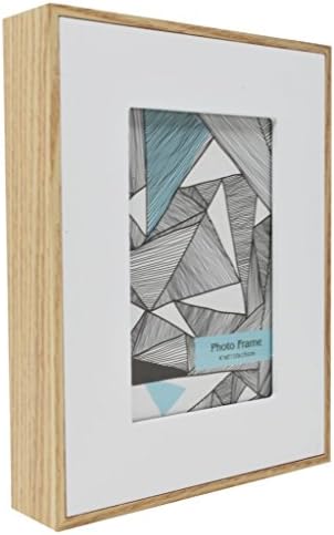 6.5x8.5 White/Natural 3D Picture Frame - Made to Fit 4x6 Inch Photo - Freestanding or Wall Mountable
