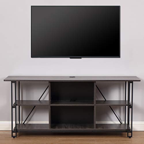 Bizzoelife Entertainment Center TV Stand Console Table 54 Inches Industrial Media Stand 3-Tier with Open Storage Shelf, Rustic