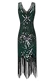 Metme Women's 1920s V Neck Beaded Fringed Gatsby Theme Flapper Dress For Prom
