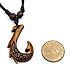 Lemu Jewelry Adjustable Brown Hawaiian Fish Hook Pendant Hemp Cord Chain - Maori Tribal Necklace
