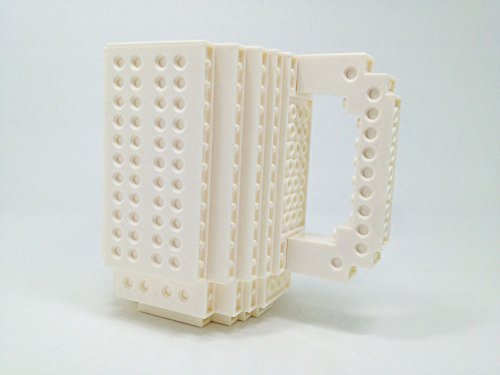 Build-on Brick Mug Lego Type Building Blocks Coffee Cup DIY Block Puzzle Mug 12oz(white)