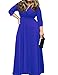 POSESHE Women's Solid V-Neck 3/4 Sleeve Plus Size Evening Party Maxi Dress Navy Blue XX-Large
