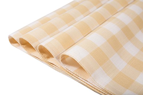 Xia Home Fashions Gingham Check Placemats, 13 by 19-Inch, Yellow, Set of 4