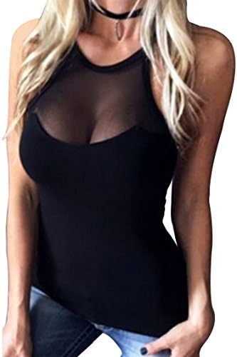 LeeS Womens Sexy Slim Fit Gauze Low-Cut Bodycon Tank Party Clubwear Shirt Balck XL