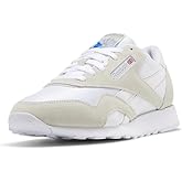 Reebok Men's Classic Nylon Sneaker, White/White/LGTGRE, 4
